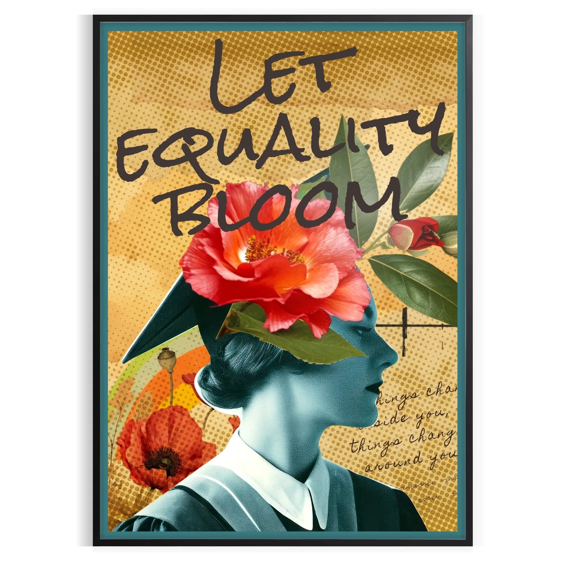 equality vintage poster stunning blend green blue hues wall art home unique gift artwork timeless charm statement space alone print