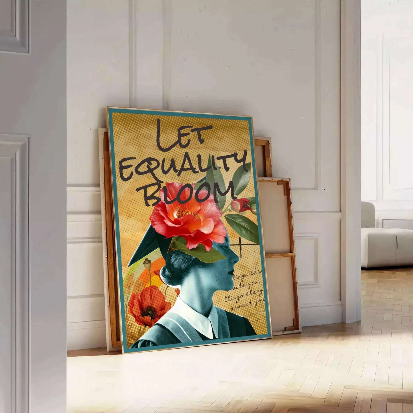 equality vintage poster stunning blend green blue hues wall art home unique gift artwork timeless charm statement space alone print