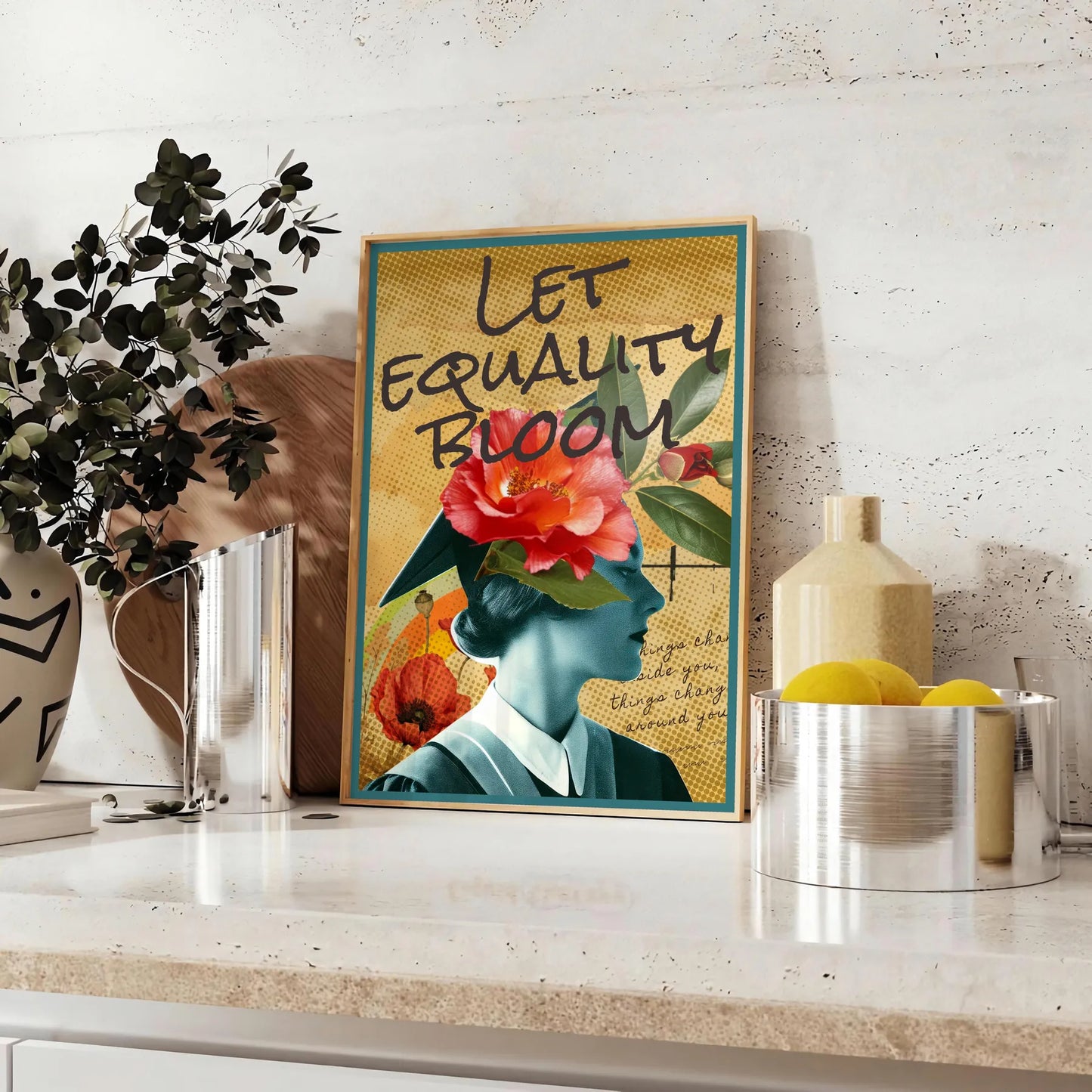 equality vintage poster stunning blend green blue hues wall art home unique gift artwork timeless charm statement space alone print