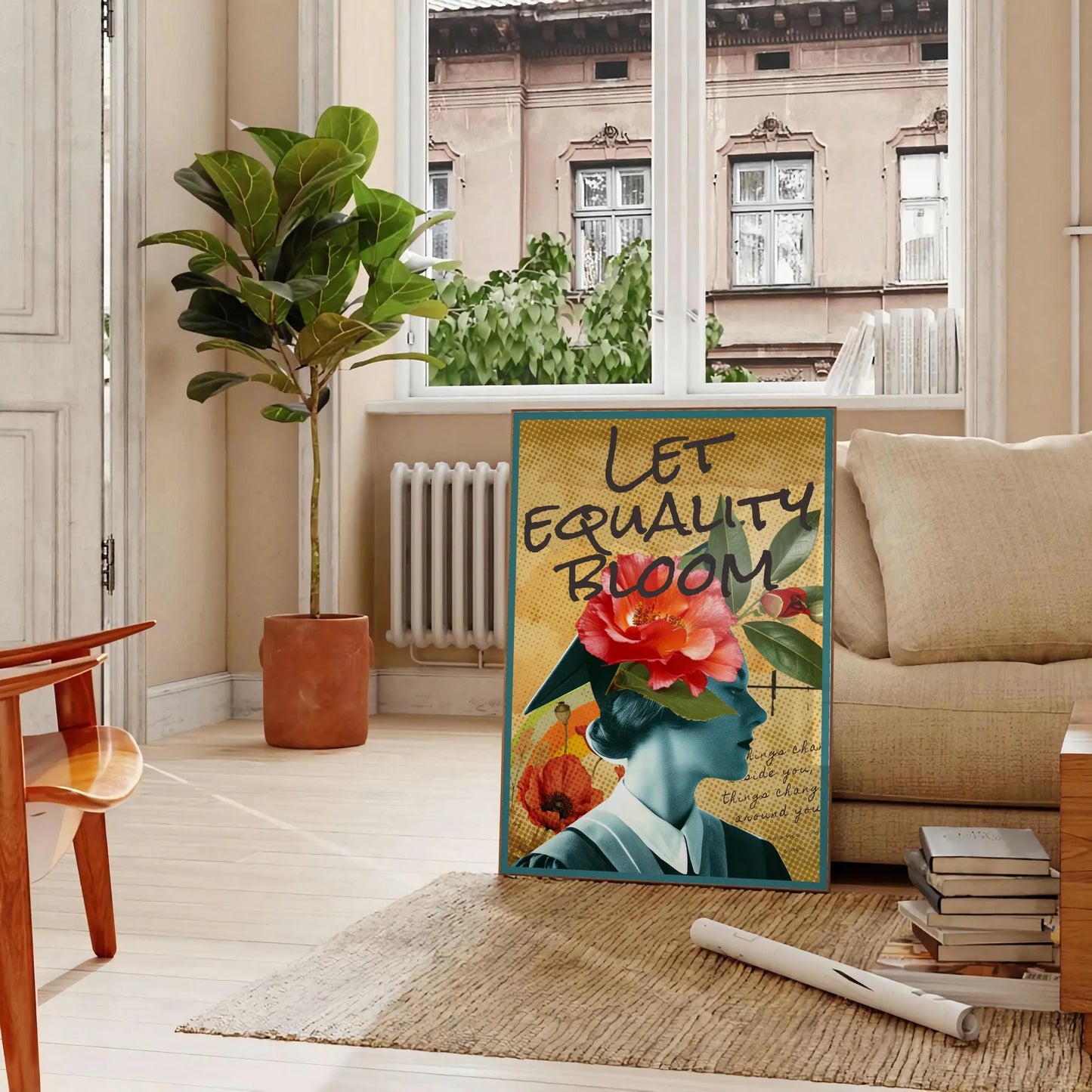equality vintage poster stunning blend green blue hues wall art home unique gift artwork timeless charm statement space alone print