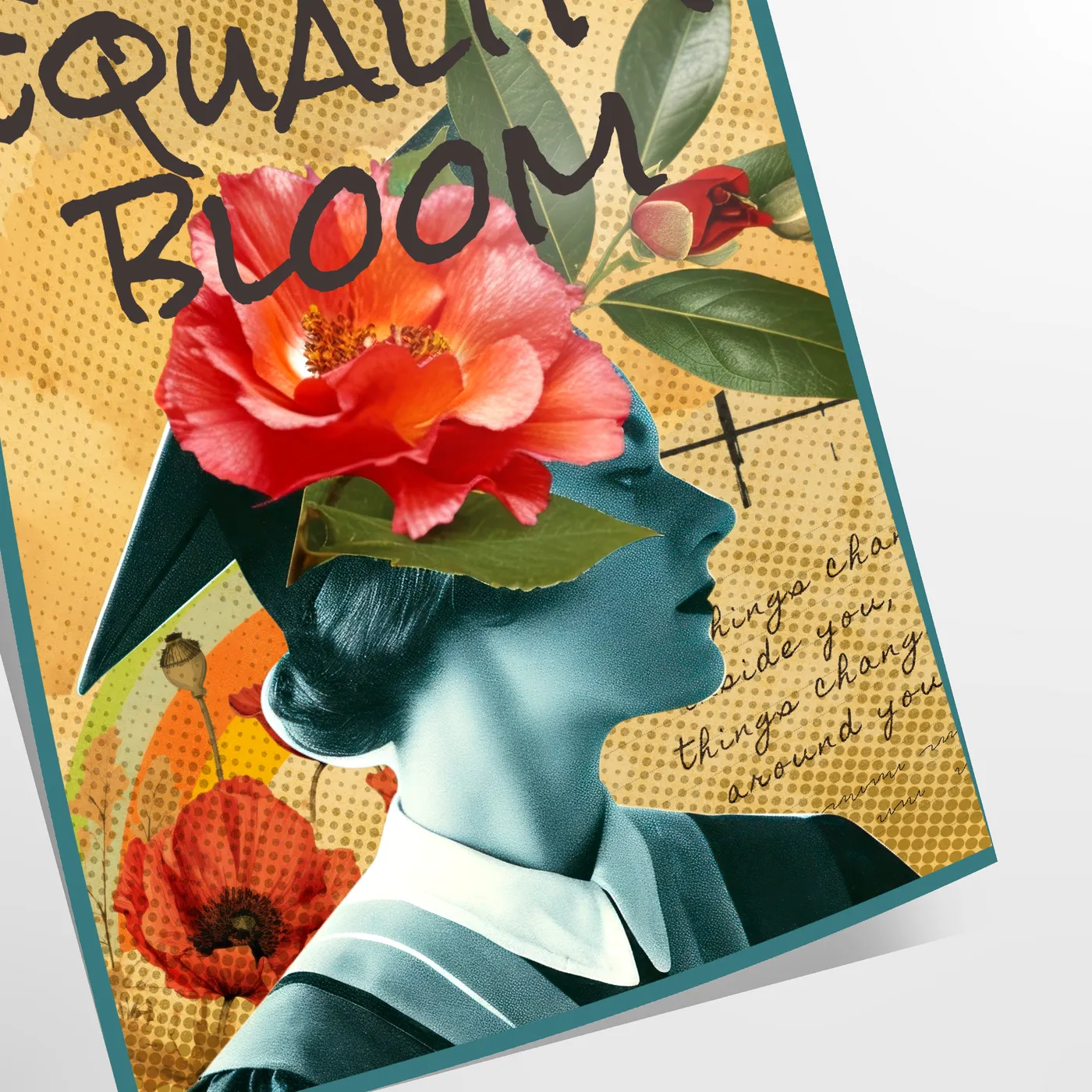 equality vintage poster stunning blend green blue hues wall art home unique gift artwork timeless charm statement space alone print