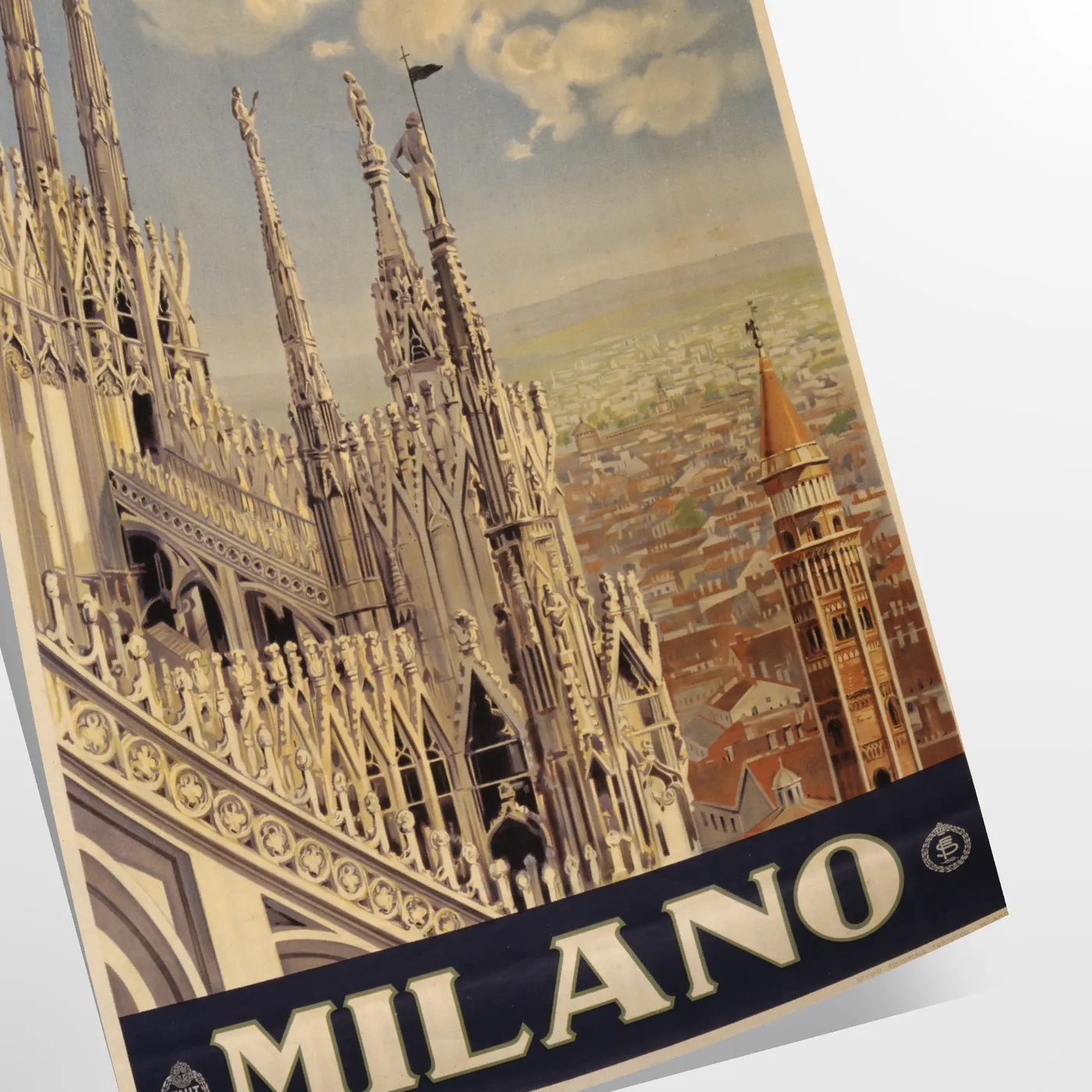charm Milan stunning travel art poster bold black vibrant green hues stylish addition wall collection unique gift print ready space