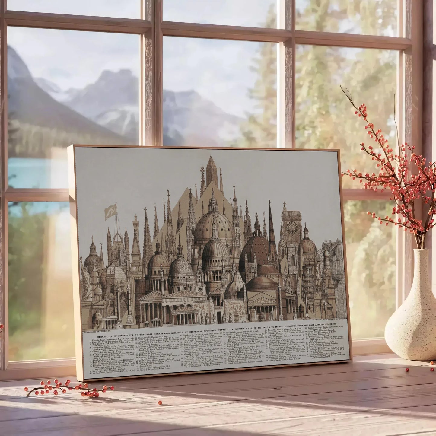 allure world monuments travel poster sophisticated palette gray brown stunning piece perfect space unique gift exquisite wall art fit