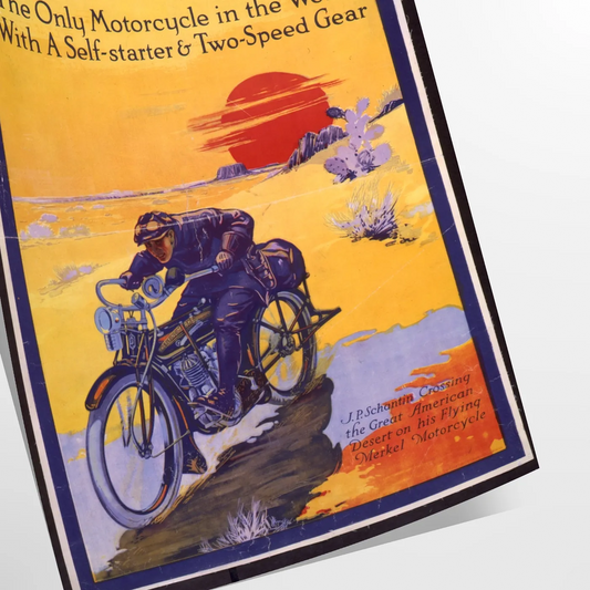 walls captivating moto travel poster dynamic blue yellow hues stylish print thoughtful gift adventure enthusiasts space vibrant wall art various sizes A4 cm A0