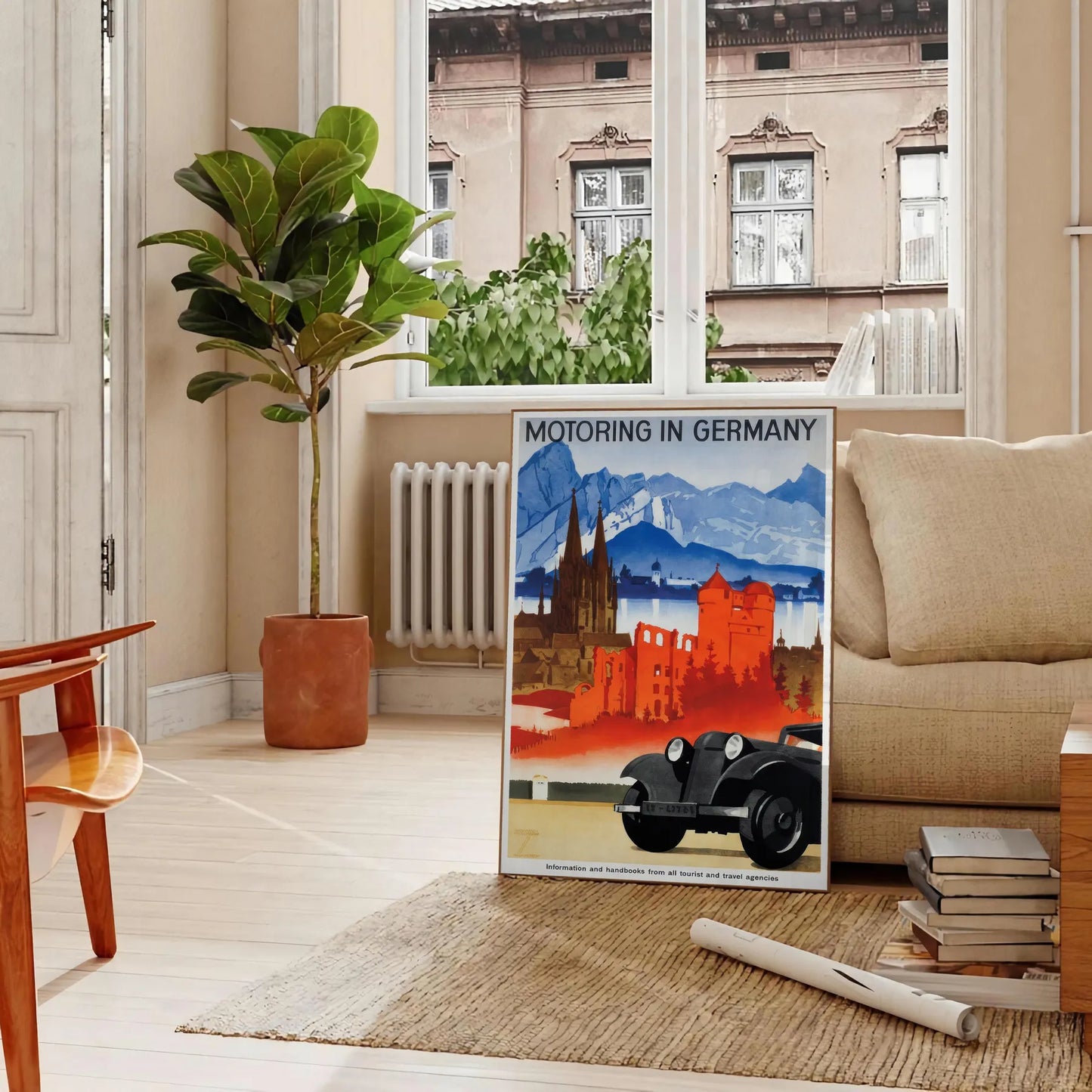 allure Germany vibrant motoring travel poster orange blue tones stunning wall art life perfect gift car enthusiasts sizes A4 cm A0 home office collection