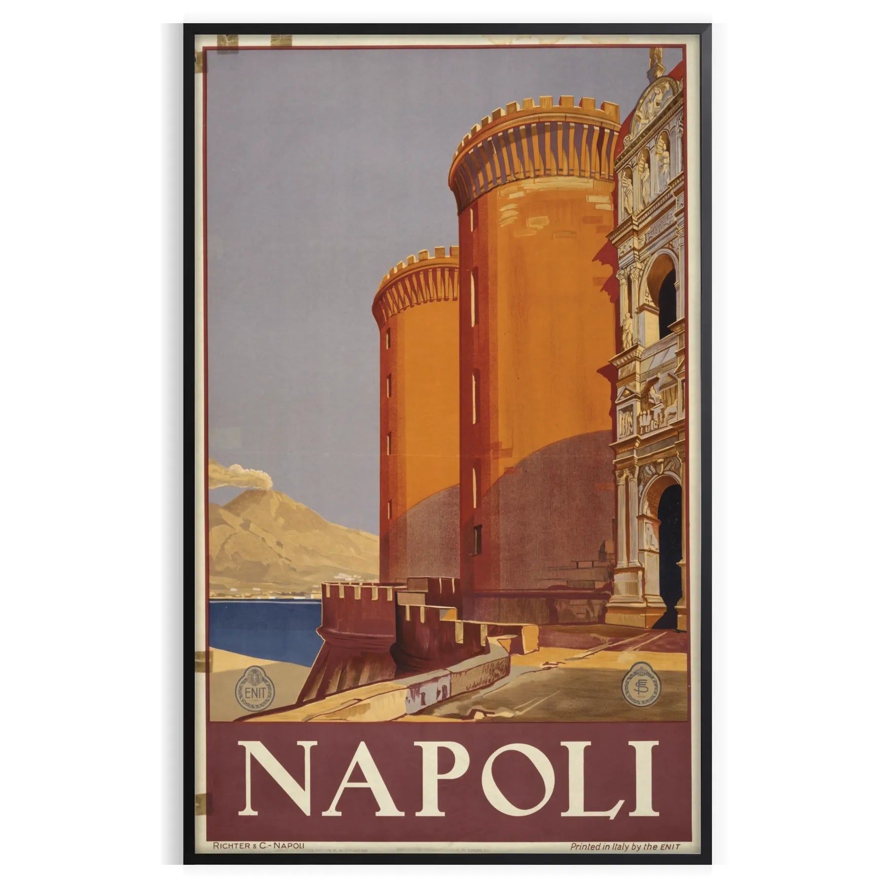 allure Napoli vibrant poster stunning green orange hues captivating print perfect wall art space thoughtful gift travel enthusiasts various sizes A4 cm A0