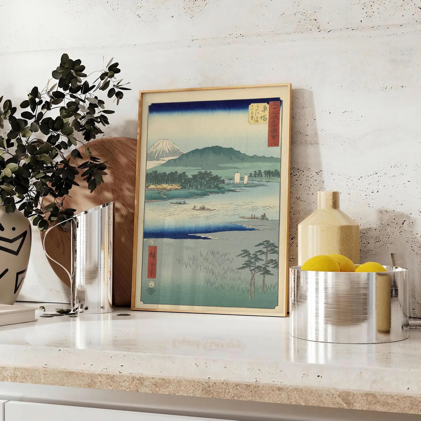 beauty Japan vibrant green blue travel poster wall art unique gift artwork essence Japanese landscapes range sizes A4 cm A0 serene atmosphere today