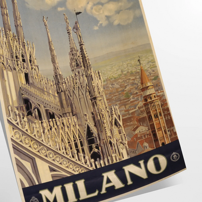 charm Milan stunning travel art poster bold black vibrant green hues stylish addition wall collection unique gift print ready space