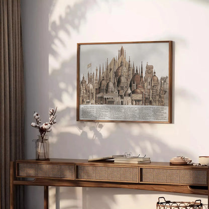 allure world monuments travel poster sophisticated palette gray brown stunning piece perfect space unique gift exquisite wall art fit