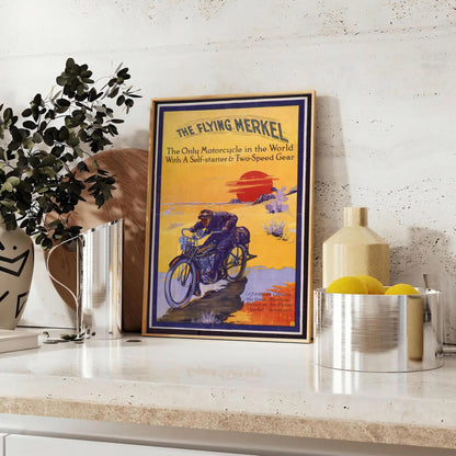 walls captivating moto travel poster dynamic blue yellow hues stylish print thoughtful gift adventure enthusiasts space vibrant wall art various sizes A4 cm A0