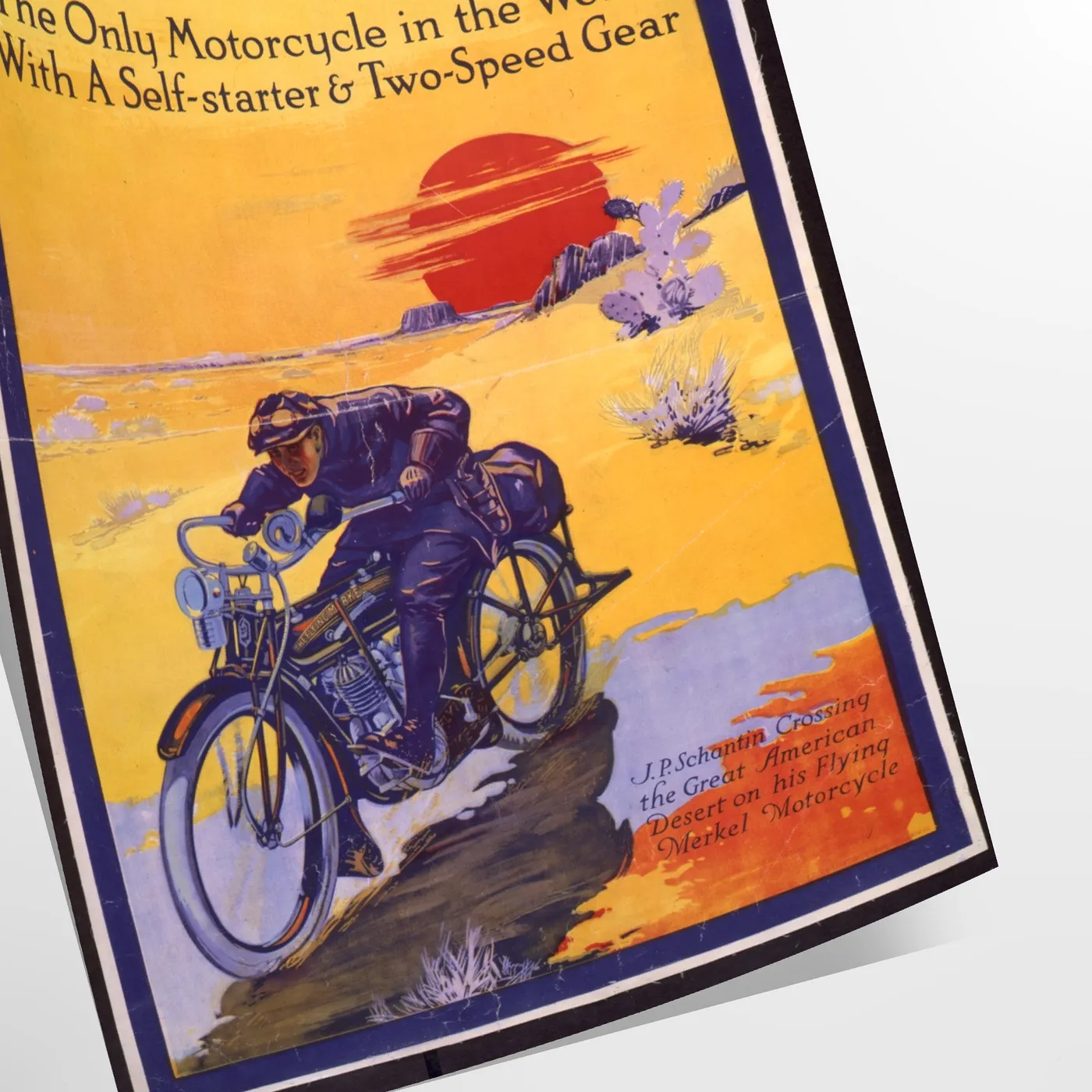 walls captivating moto travel poster dynamic blue yellow hues stylish print thoughtful gift adventure enthusiasts space vibrant wall art various sizes A4 cm A0